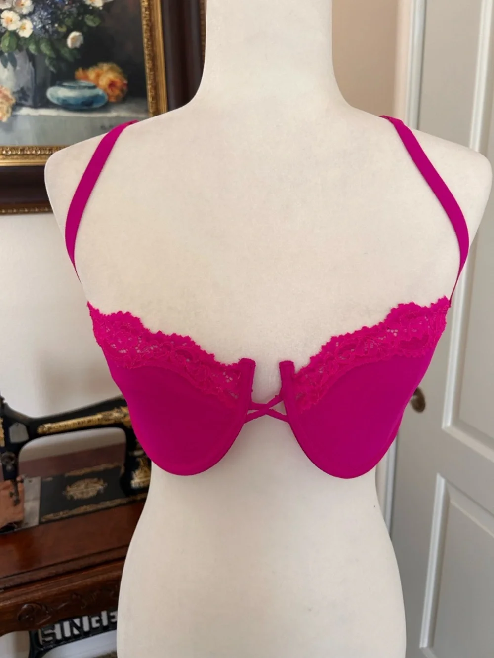Skims Summer Mesh Lace Fuchsia Balconette Underwire Bra - Picture 1 of 5